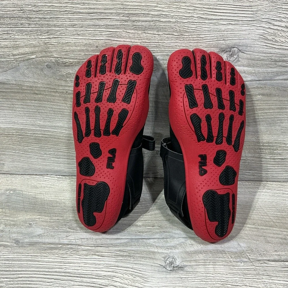 Fila Skele-Toes EZ Slide Drainage Barefoot Running Shoes Black Red Mens Size 10